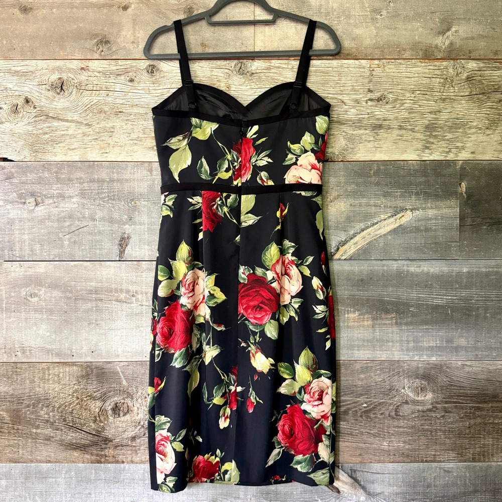 Black Halo Daria Sheath Dress 10 Black Red Rose Corset Coquette Wedding Garden - Picture 6 of 10